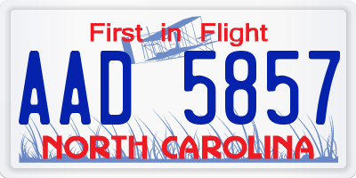 NC license plate AAD5857