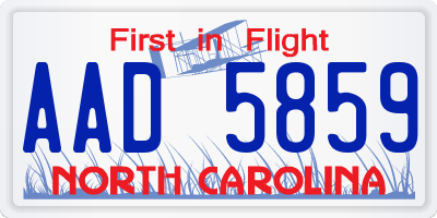 NC license plate AAD5859