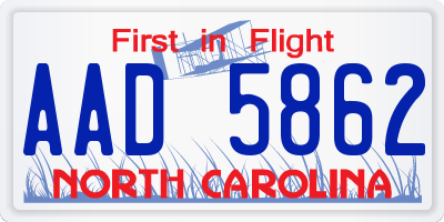 NC license plate AAD5862