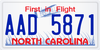 NC license plate AAD5871