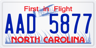 NC license plate AAD5877