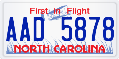 NC license plate AAD5878