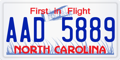 NC license plate AAD5889