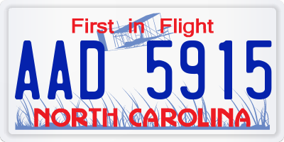NC license plate AAD5915