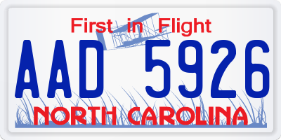NC license plate AAD5926