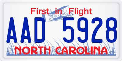 NC license plate AAD5928