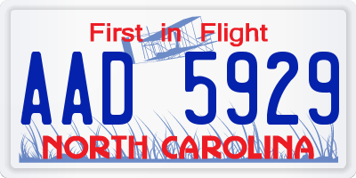NC license plate AAD5929