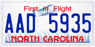 NC license plate AAD5935
