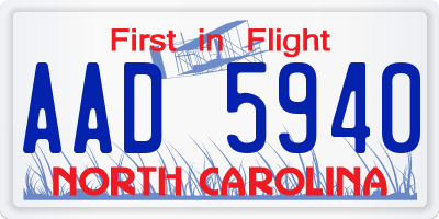 NC license plate AAD5940