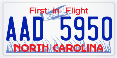 NC license plate AAD5950
