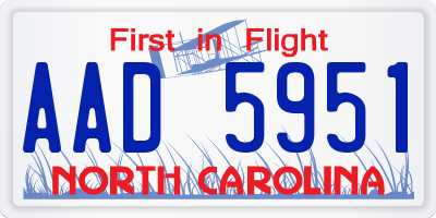 NC license plate AAD5951