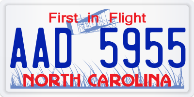 NC license plate AAD5955