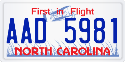 NC license plate AAD5981