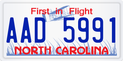 NC license plate AAD5991