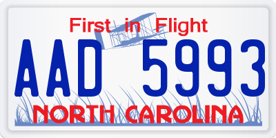 NC license plate AAD5993