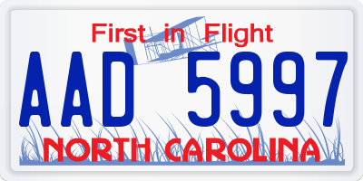 NC license plate AAD5997