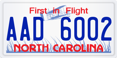 NC license plate AAD6002