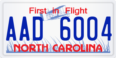 NC license plate AAD6004