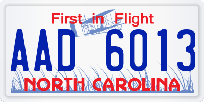 NC license plate AAD6013