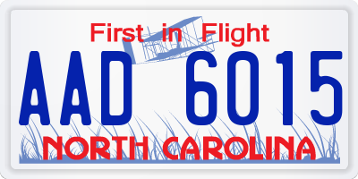 NC license plate AAD6015