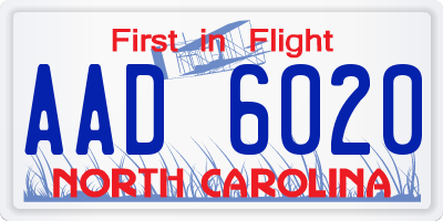 NC license plate AAD6020