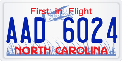 NC license plate AAD6024