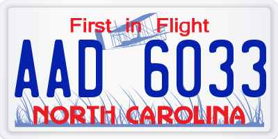 NC license plate AAD6033