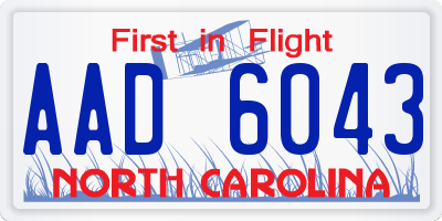 NC license plate AAD6043