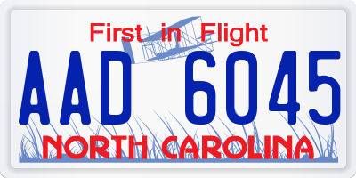 NC license plate AAD6045