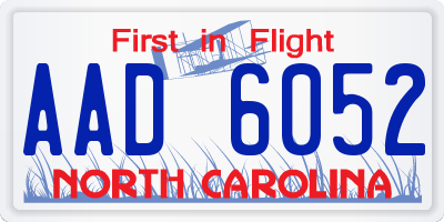 NC license plate AAD6052