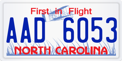 NC license plate AAD6053