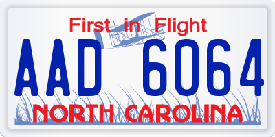NC license plate AAD6064