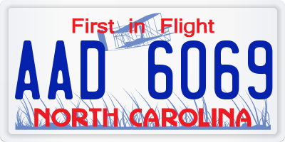 NC license plate AAD6069
