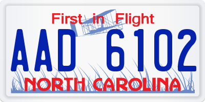 NC license plate AAD6102