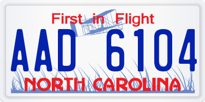 NC license plate AAD6104