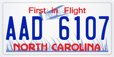 NC license plate AAD6107