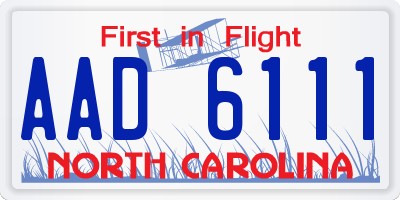 NC license plate AAD6111