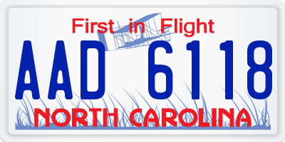 NC license plate AAD6118