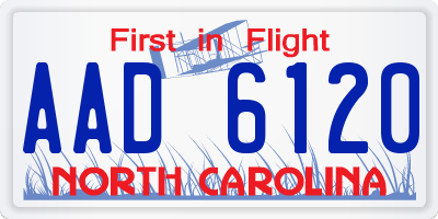 NC license plate AAD6120
