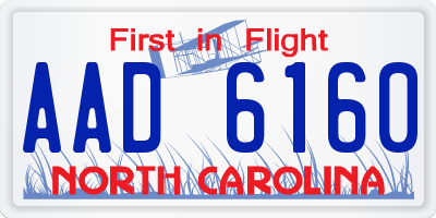 NC license plate AAD6160