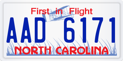 NC license plate AAD6171
