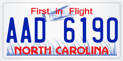 NC license plate AAD6190