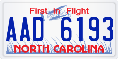 NC license plate AAD6193