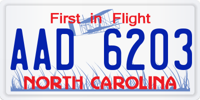 NC license plate AAD6203