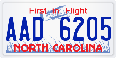 NC license plate AAD6205