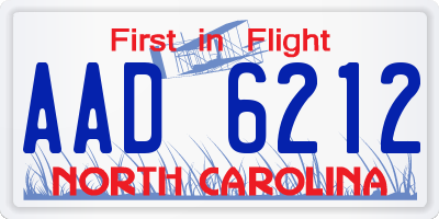 NC license plate AAD6212