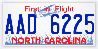 NC license plate AAD6225