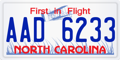 NC license plate AAD6233