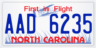 NC license plate AAD6235