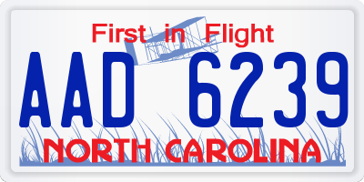 NC license plate AAD6239